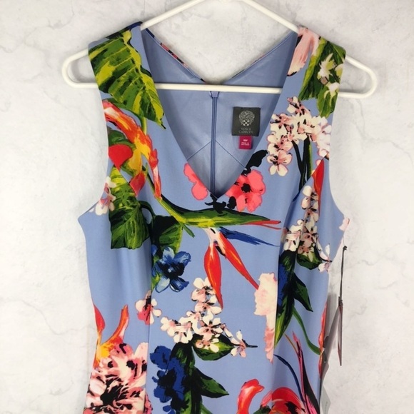 [Vince Camuto] Floral V-Neck Fit & Flare Dress - Picture 5 of 8